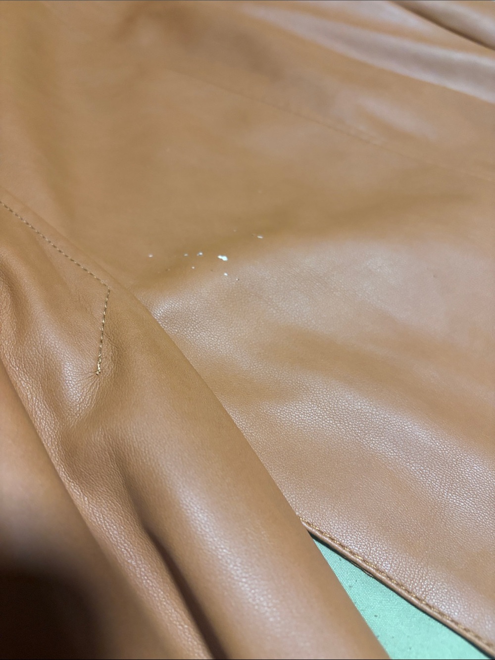7 for all mankind Women’s Double-Breasted Faux Leather Trench Coat - Tan - Picture 5 of 6